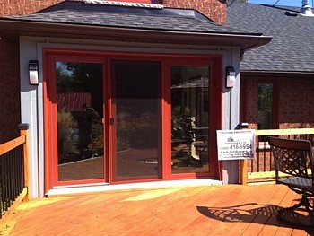 Red painted patio doors Oakville