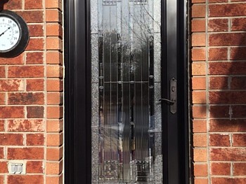 shiny black steel door with glass oakville