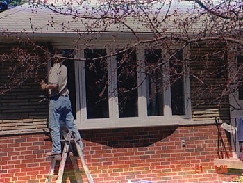 Window contractor installing Custom bow windows in Toronto.