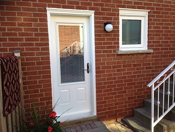 white replacement exterior entry door