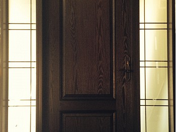 exterior fiberglass door with traditional woodgrain look