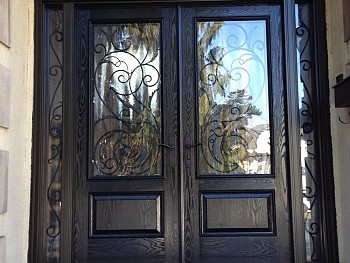 stained double fiberglass doors oakville