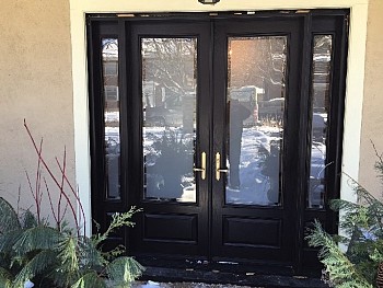 Black secure fiberglass doors caledon