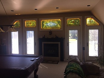 CUSTOM DOORS WITH STAIN GLASS TRANSOMS