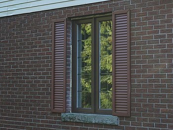 Vinyl windows with false shutters