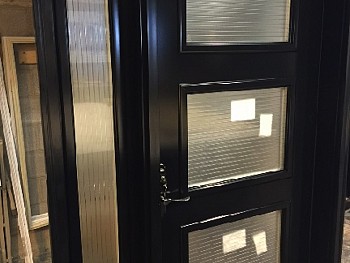 BLACK DOOR WITH MODERN GLASS DESIGN