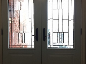 Forhomes white interior steel doors with custom glass oakville